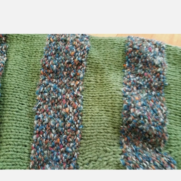 Vintage Hand Knit Sweater-Sage Green Two Tone-Sweater, Leggings & French Hat Set - Picture 8 of 14